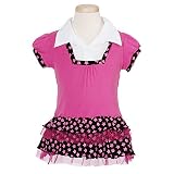 Little Girl Fuchsia Star Sparkle Ruffle Tee Shirt 4-6X