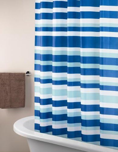 Mildew Resistant Washable Polyester Fabric Shower Curtain Liner,The sky Blue strip,No PVC, STANDARD Size (72 inches Width by 72 inches Length)