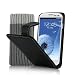 Samsung Galaxy S3 S III Black Leather Flip Case + Screen Protector & Sock