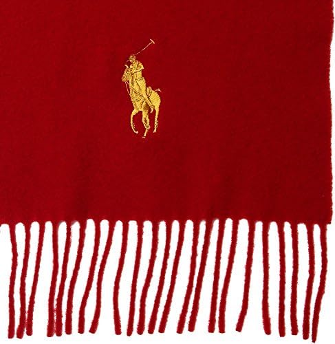 Men's LambsWool Solid Color (Red) Scarf by Polo Ralph Lauren, Made In Italy