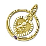 Produkt-Bild: CLEVER SCHMUCK Goldener Taufring Safir Engel Herz ECHT GOLD 333 f&uuml;r Jungen