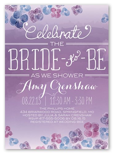 Watercolor blooms Bridal shower invitations