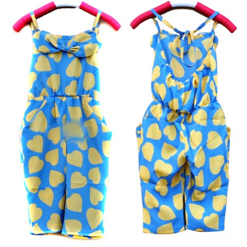 Urparcel Girls Jumpsuit Love Print Romper Overall Cute Cropped Pants Dress 2-7y