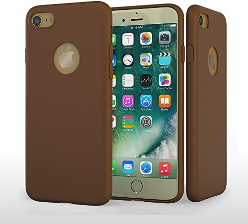Brown iPhone7 Waterproof iPhone Case- Minimalist, Slim Fit, Shock- Absorbing Smart Protection Case for Apple iPhone 7- Flexible Slide-Proof, Anti-Drop Silicone iphone 7 Cover