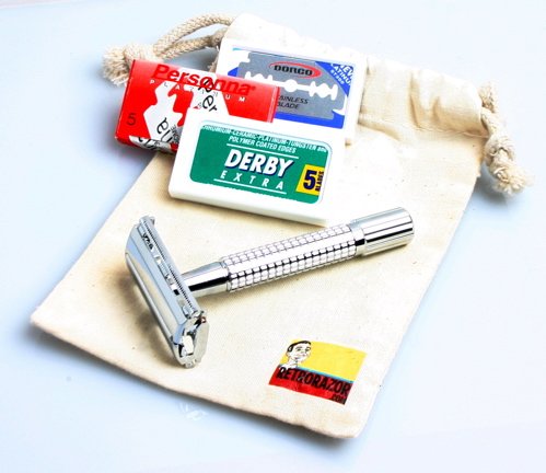 RetroRazor Weishi Double Edge Safety Razor Starter Kit - Razor Handle and 15 Blade Sampler
