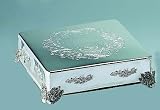 12″ SILVER PLATED SQUARE CAKE PLATEAU WITH DESIGN