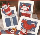Bucilla 85001 Christmas Holiday Felt Card Kit Santa Surprise Felts Sequins Beads Santas Sleigh Chimney - Set of 3 - Cards and Envelopes 5 x 6.5