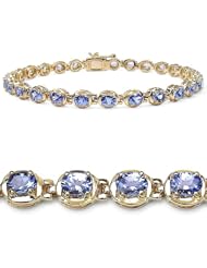 4.60 Carat Genuine 14K Gold Plated Tanzanite Sterling Silver Bracelet