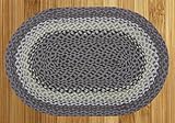 IMAGE OF 20x30 Natural Oval Braided Rug Lt. Blue/Dark Blue/Black