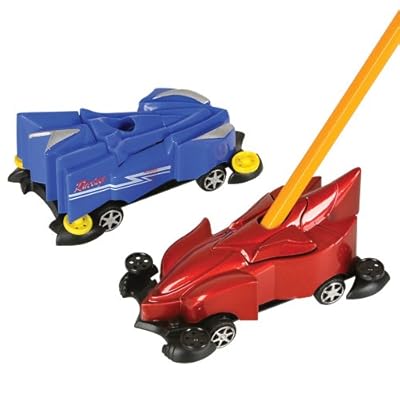 Dozen Assorted Color Race Car Design Pencil Sharpeners - 4"