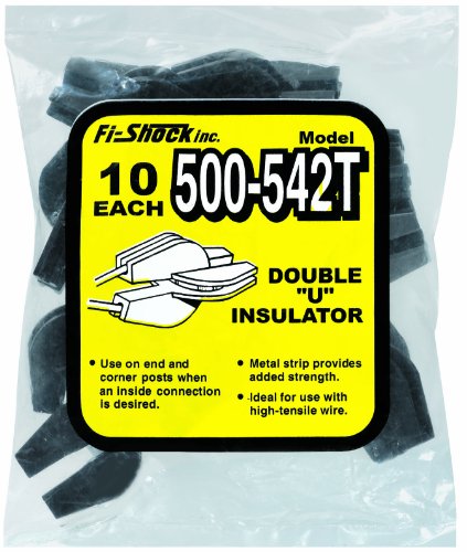 Fi-Shock 500-542T Black High Tensile Double -InchU-Inch Insulator, 10-Per Bag