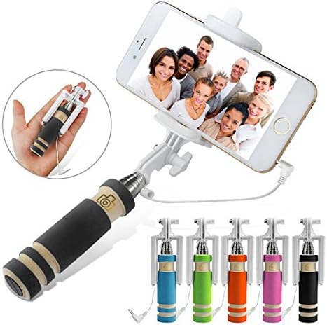 RAYWAYS NEW (black) Foldable Super Mini Wired Selfie Stick Handheld Extendable Monopod Compatible with Iphone 4s, 5s, 6, 6 Plus, Samsung Galaxy S3, S4, S5, S6, Note 2, 3, 4, 5, Nexus 5, 6, HTC One