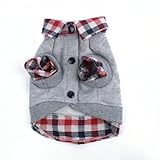 PanDaDa Dog Cat Grid Sweater Puppy Warm T-Shirt Pet Clothes POLO Shirt Dog Coat Grey L