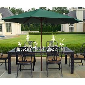 New 2010 13' Green Patio Umbrella Wooden Market Umbrella Patio Furniture