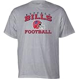 Buffalo Bills Reebok Grey Stacked Helmet T-Shirt - Medium