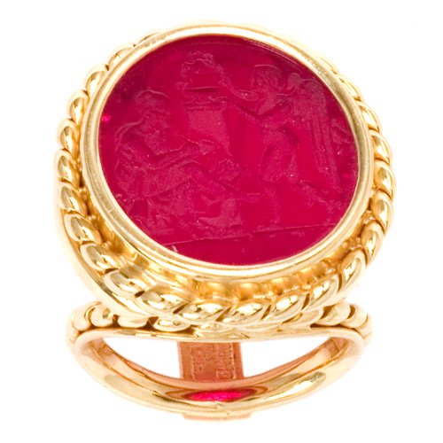 Tagliamonte - 14k Yellow Gold Ruby-Colored Venetian Cameo Ring, Size 7