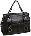 Tommy Hilfiger Taylor Leather East West Satchel,Black/ Black,one size