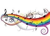 Music Theme - Notes on White Background with Rainbow - 18