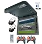 Car 10.5" Entertainment System, 10.5" Flip Down TFT Monitor with Built-in DVD Player and Games. FM and IR Transmission. Includes 2 Wireless Headphones and 2 Game Controllers