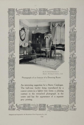 1910 Print Edwardian Drawing Room Living Art Nouveau - Original Print