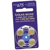 Hear-More 24k Gold-Plated Hearing Aid Batteries by Rayovac - Size 675 (Package of 4)