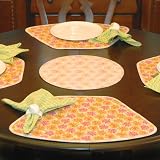 Pink and Orange Floral Wedge-Shaped Placemat for Round Tables