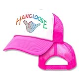 Neon Hang Loose Surfing 80's Mesh Trucker Hat Cap