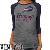 NCAA adidas Howard Bison Ladies Supersize Fan 3/4 Raglan T-Shirt - Ash/Navy Blue