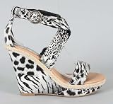 511%2Bujg15PL. SL160  Animal Print Pleated Open Toe Wedge Black