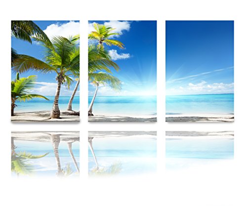 Oil Painting Modern Art Large Canvas Wall Art 3 Piece Canvas Art Unstretch and No Frame with The bright sun of a beach Oil Painting Modern Art Large Canvas Wall Art 3 Piece Canvas Art Unstretch and No Frame with The bright sun of a beach