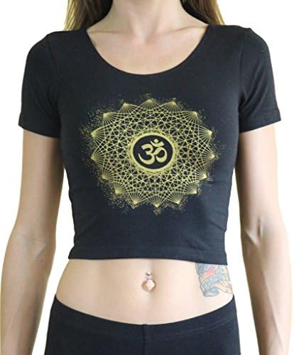 GrizzyLove Women's OM Dotwork Crop Tee Small Black