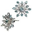 Sparkling Aquamarine Cubic Zirconia Snowflake Platinum Overlay CAREFREE Sterling Silver Stud Earrings