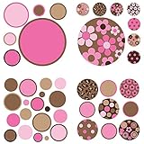 Brewster Wall Pops WPD94573 Peel & Stick Gone Dotty, Brown/Pink, 4-Sheets