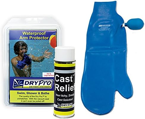 Dry Pro Waterproof Half Arm Cast Cover and Cast Relief Spray Combo Pack (Large)