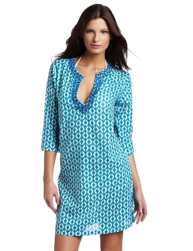 Echo Design Womens Graphic Diamonds Tunic With Beads