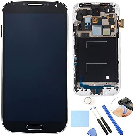 Cellpparts OEM Samsung Galaxy S4 LCD Display Touch Screen Digitizer Assembly + Frame + Home Button + Repair Tools with Samsung Logo for I545 L720 R970 (Black)