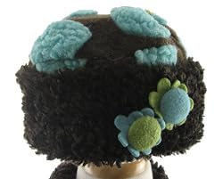 Brown and Turquoise Polka Daisy Roll Brim Hat