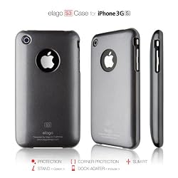 elago S3 Case for iPhone 3G/3GS (High Glossy)-Gun Metal + Universal Dock Adapter + S2 Stand included