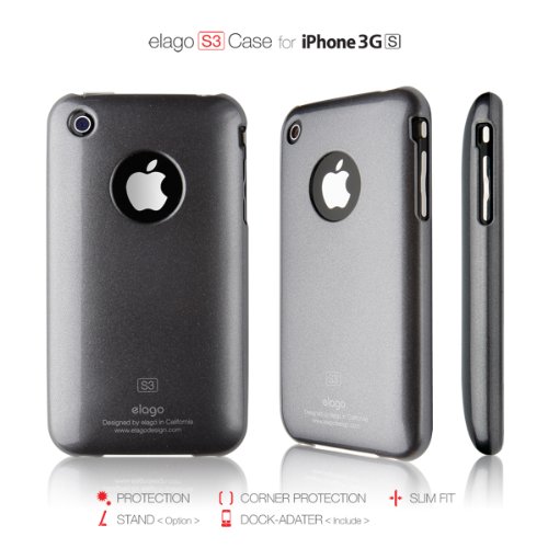 hard case or soft case for iphone:elago S3 EL-S3-GM Case for iPhone 3G, 3GS with Dock Adapter and Logo Film (Gun Metal)