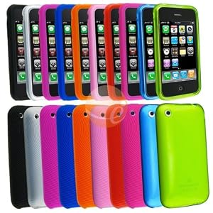 8 x Textured Silicone Skin Case Cover + 2 x TPU rubber Case For iPhone 3G S 3GS (10 Packs case combo)