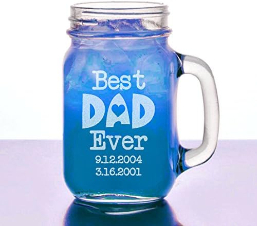 Custom-Engraved-Glasses-by-StockingFactory Mason Jar Mug Best Dad Ever (16 Oz)