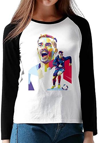 UglyBee Antoine Soccer Griezmann Image Women's Long Sleeve Raglan Tshirts Color BlackSize L
