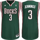 Men's Brandon Jennings #3 Milwaukee Bucks NBA Swingman Basketball Jersey by Adidas (Green-White)