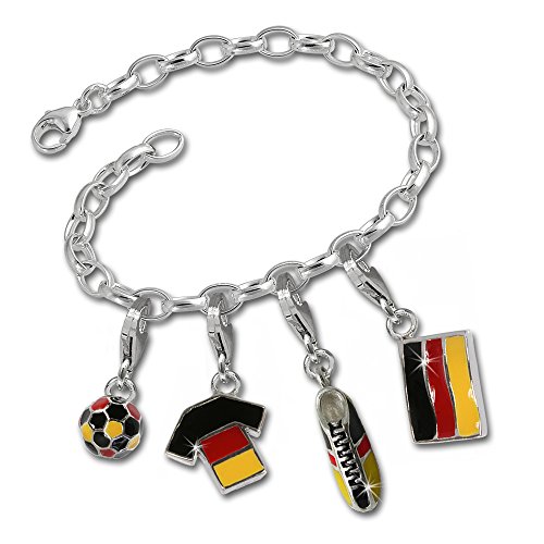 SterlinX Set aus Bettelarmband mit Charms Anhängern – Dschland Flaggen – speziell zur Fußball WM – D1FCA040