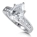 Sterling Silver Ring Pear Cut Cubic Zirconia Solitaire Ring 3.2 ct.tw - Ideal Gift For Mother, For Her, Birthday, Anniversary, Bridal, Wedding, Engagement