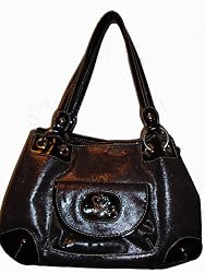 Kathy Van Zeeland Purse Handbag Black Angel Dust Ring Shopper