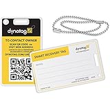 Dynotag&reg; Web/GPS enabled QR Smart Fashion Luggage Tags - 2 IDENTICAL Tags+Chains