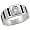 Sterling Silver Men's Striped Solitaire Ring Band w/ Brilliant Cut CZ Stones, 3/8 in. (9mm) wide, size 8