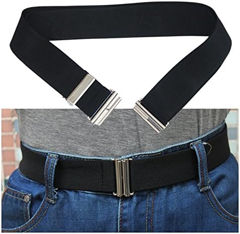Womens Invisible Hidden Elastic Belt with Flat Buckle No Show No Bulge Belt