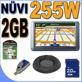 Garmin Nuvi 255W (0100071820) Vehicle GPS w/4.3" LCD Touchscreen 2GB BeanBag BigVALUEInc Accessory Saver Bundle + MORE
